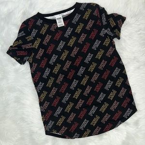 ⭐️2/$20⭐️ PINK EVERYDAY tee in black with PINK logo print Small S